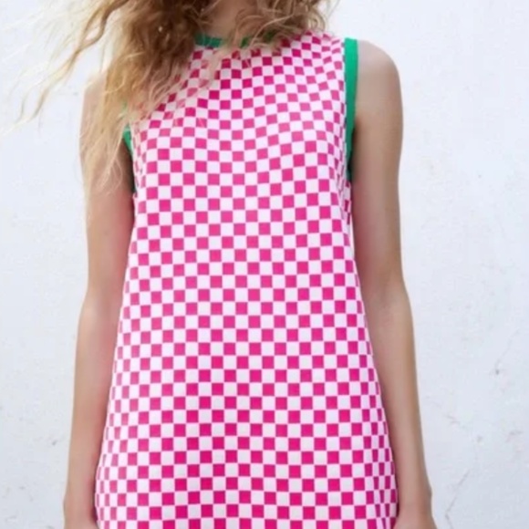 Zara Checker Print Shift Dress - Picture 4 of 4